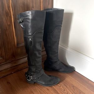 Black leather boots